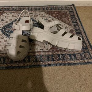 Skechers Womens Platform Wedge Sandals Chunky Block Heeled Adjustable Buckle.sz8